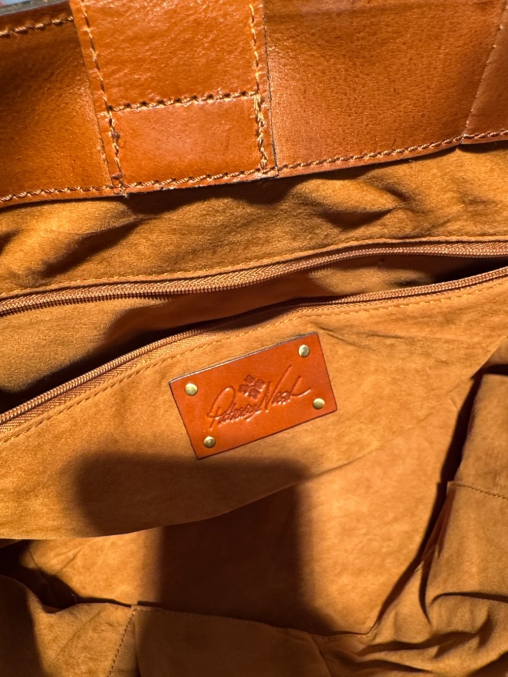 Patricia Nash Map Print Leather Tote in Tan and Brown - Picture 8 of 13